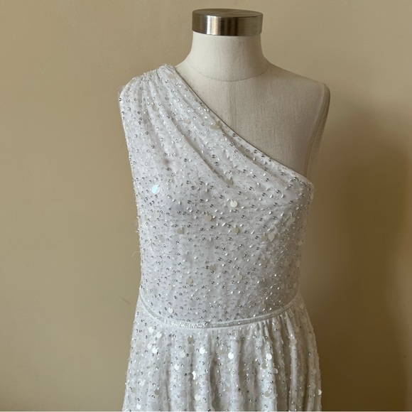 Mac Duggal Sequin One Shoulder High Low Dress Gown - Picture 4 of 16